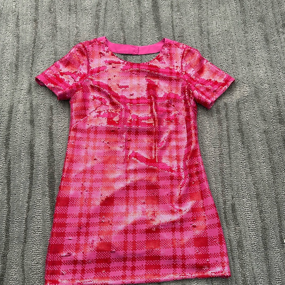 Pink and red sequin dress